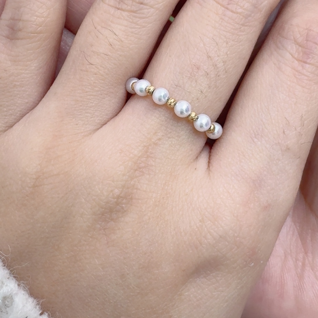 淡水珍珠戒指18K金镶嵌