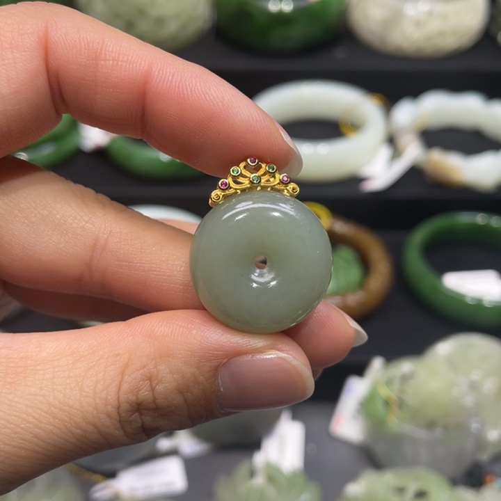 和田玉吊坠银S925镶嵌