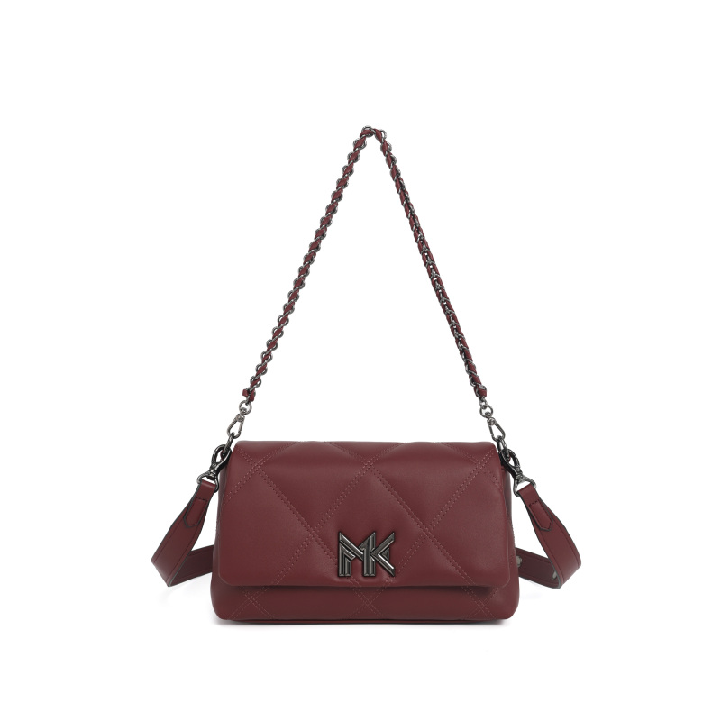 【RAIN.CUN】FES-6196-酒红气质时尚百搭简约斜跨轻奢女包