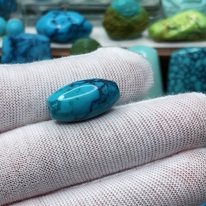 绿松石银S925镶嵌天然原矿 地大质检