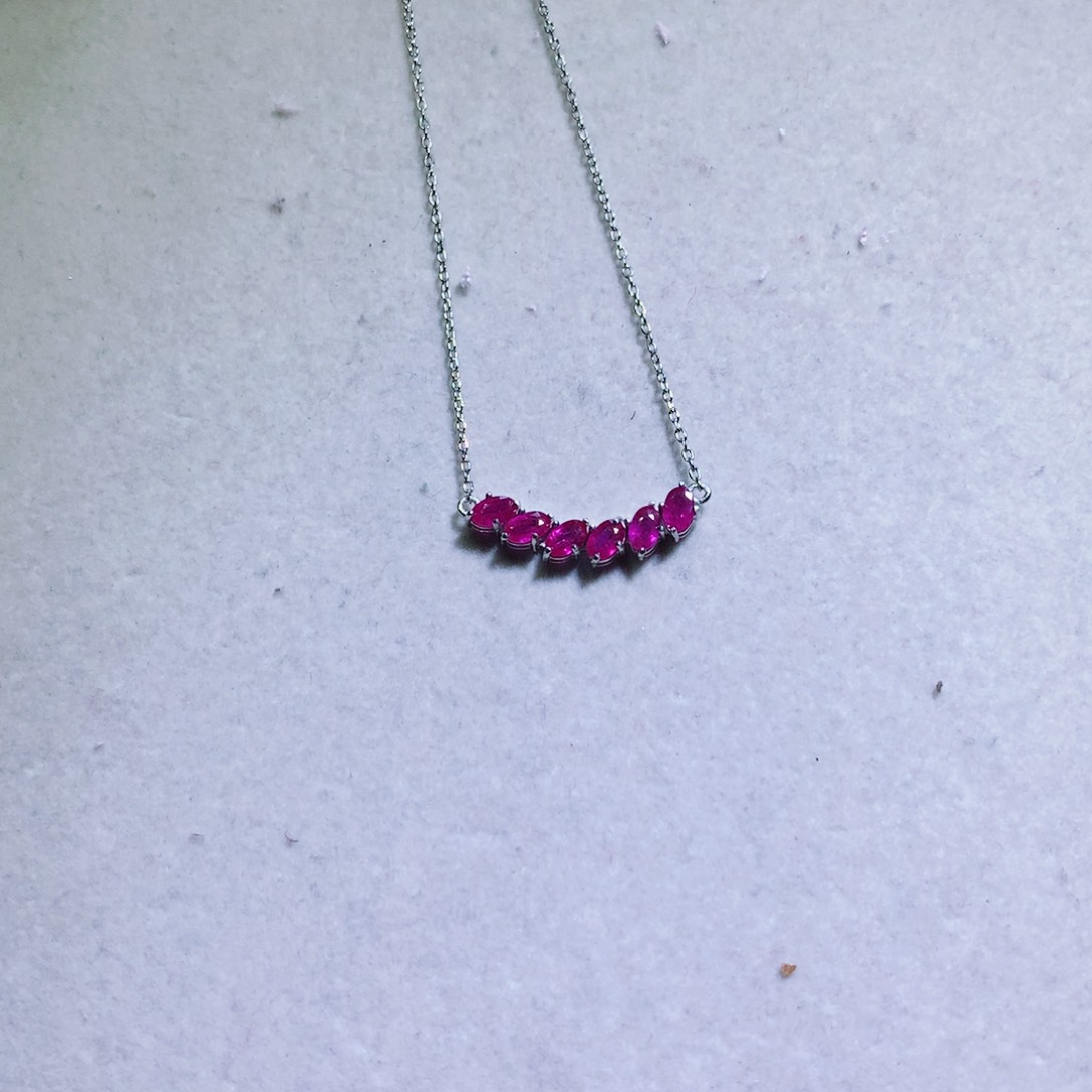 红宝石颈饰银S925镶嵌