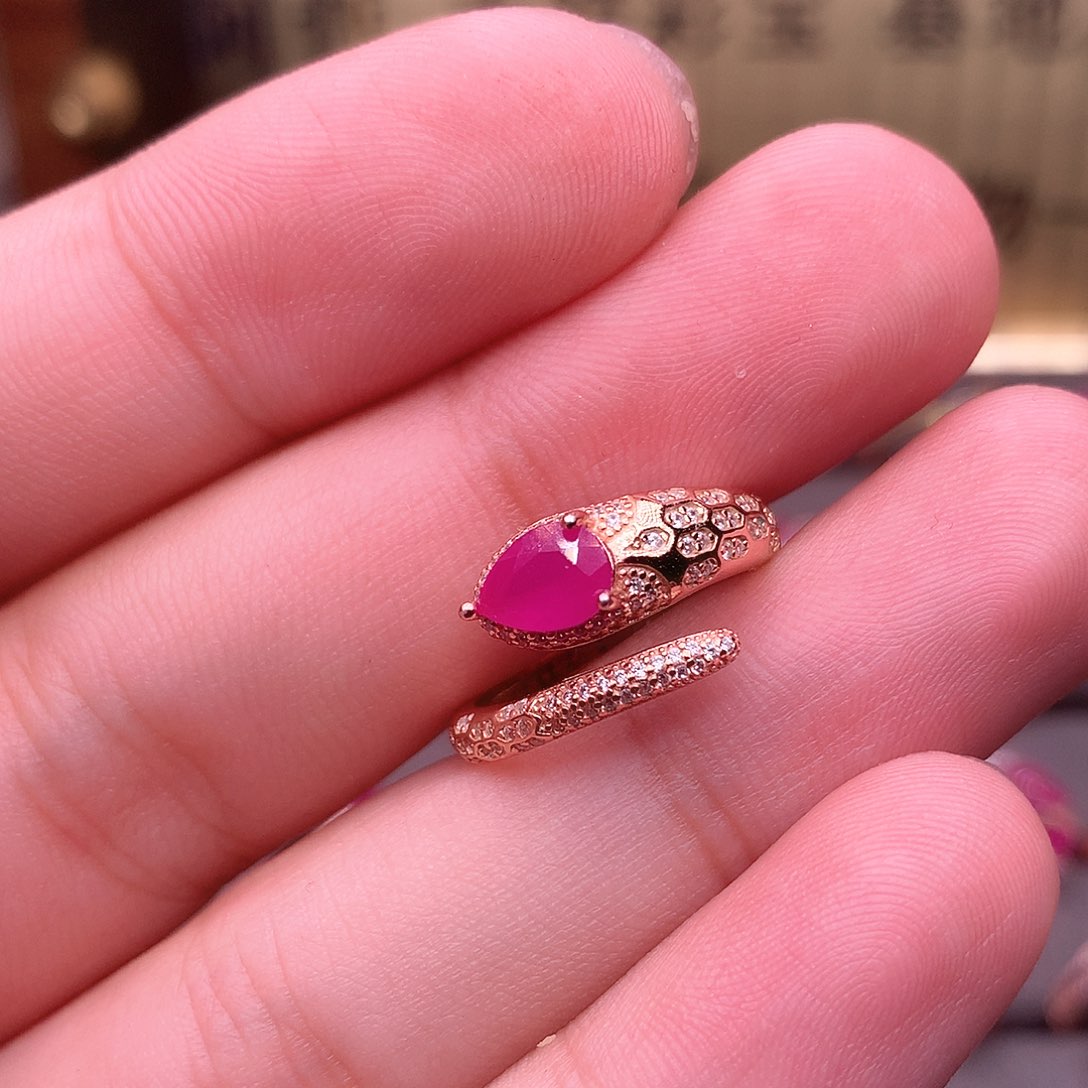 红宝石戒指银S925镶嵌
