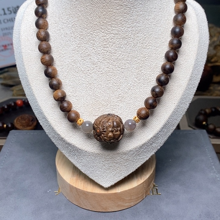 手串沉香越南芽庄瘤疤黄棋楠08➕扎基沉香木雕