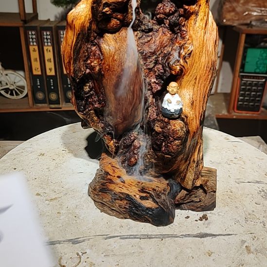 黄***极松木35北沉香琥珀木天然造型山水摆件
