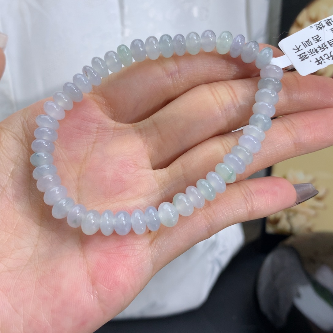翡翠手链未镶嵌卡5.6冰胶马卡龙鼓珠手串