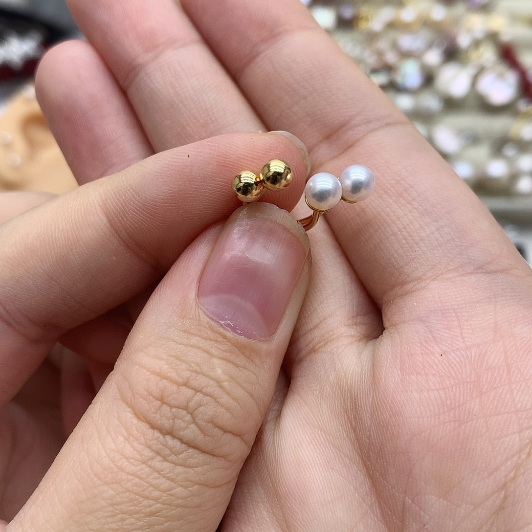 耳饰银S925镶嵌淡水珍珠