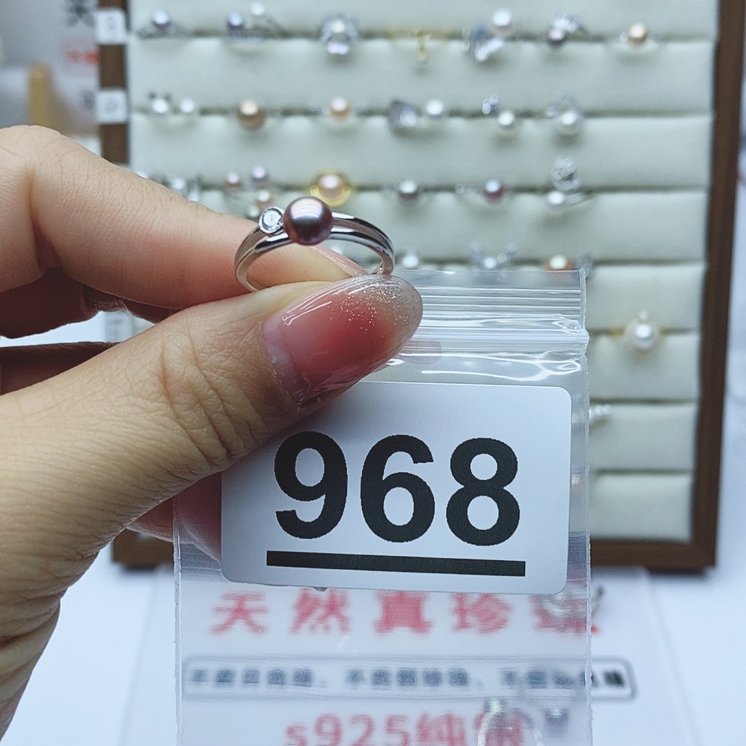 淡水珍珠戒指银S925镶嵌天***y968