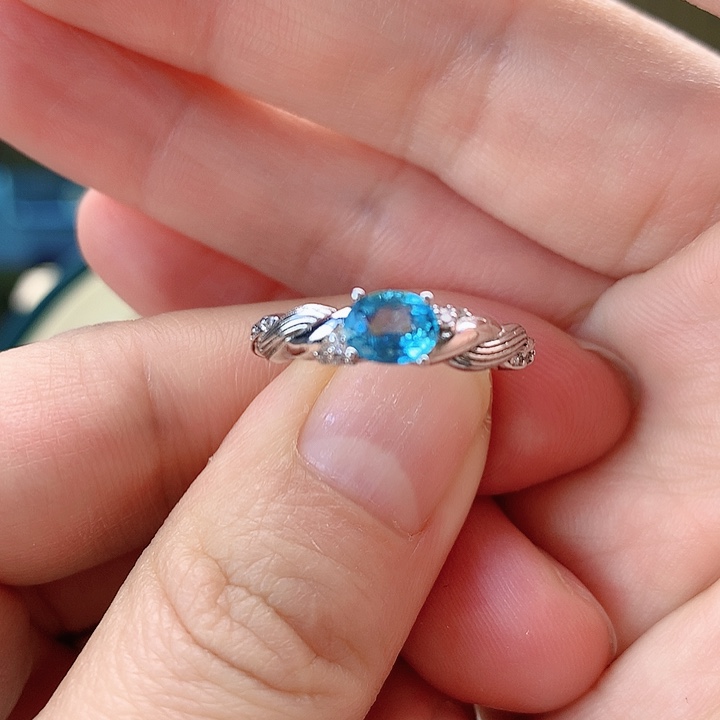 海蓝宝石戒圈银S925镶嵌