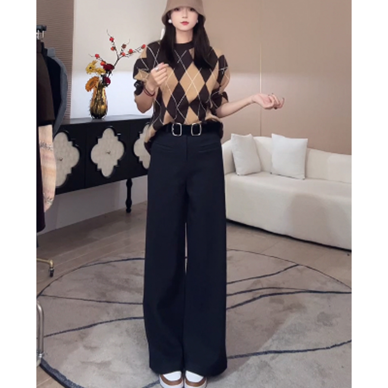 【墨夜垂裾】高腰显瘦加绒加厚阔腿裤女宽松直筒垂感休闲拖地裤131