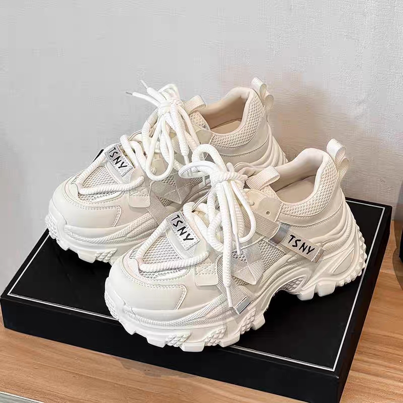 6CM厚底老爹鞋女2025夏季新款爆款百搭透气网面轻便运动休闲女鞋