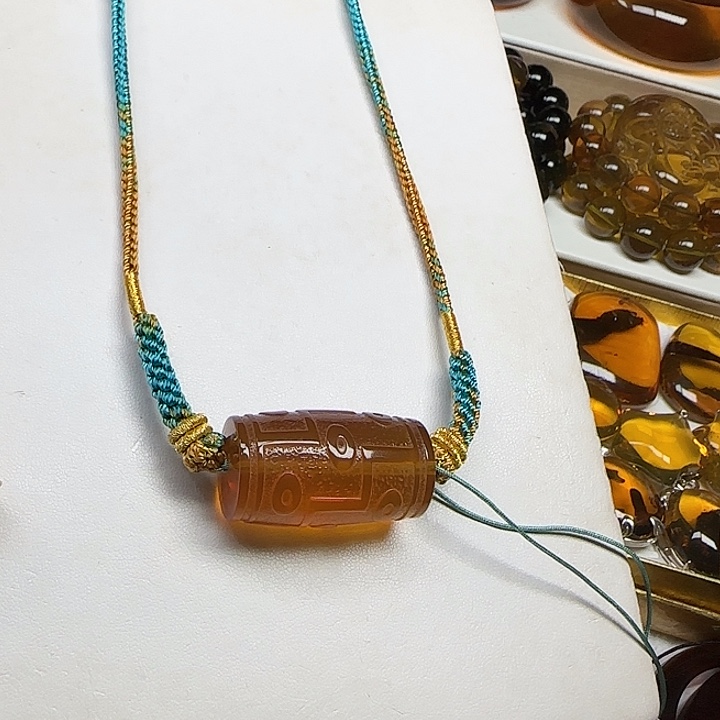 未镶嵌颈饰琥珀天然缅甸琥珀九眼—天—珠锁骨吊坠