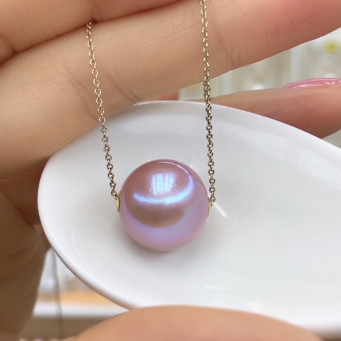 淡水珍珠18K金镶嵌吊坠(赠链)