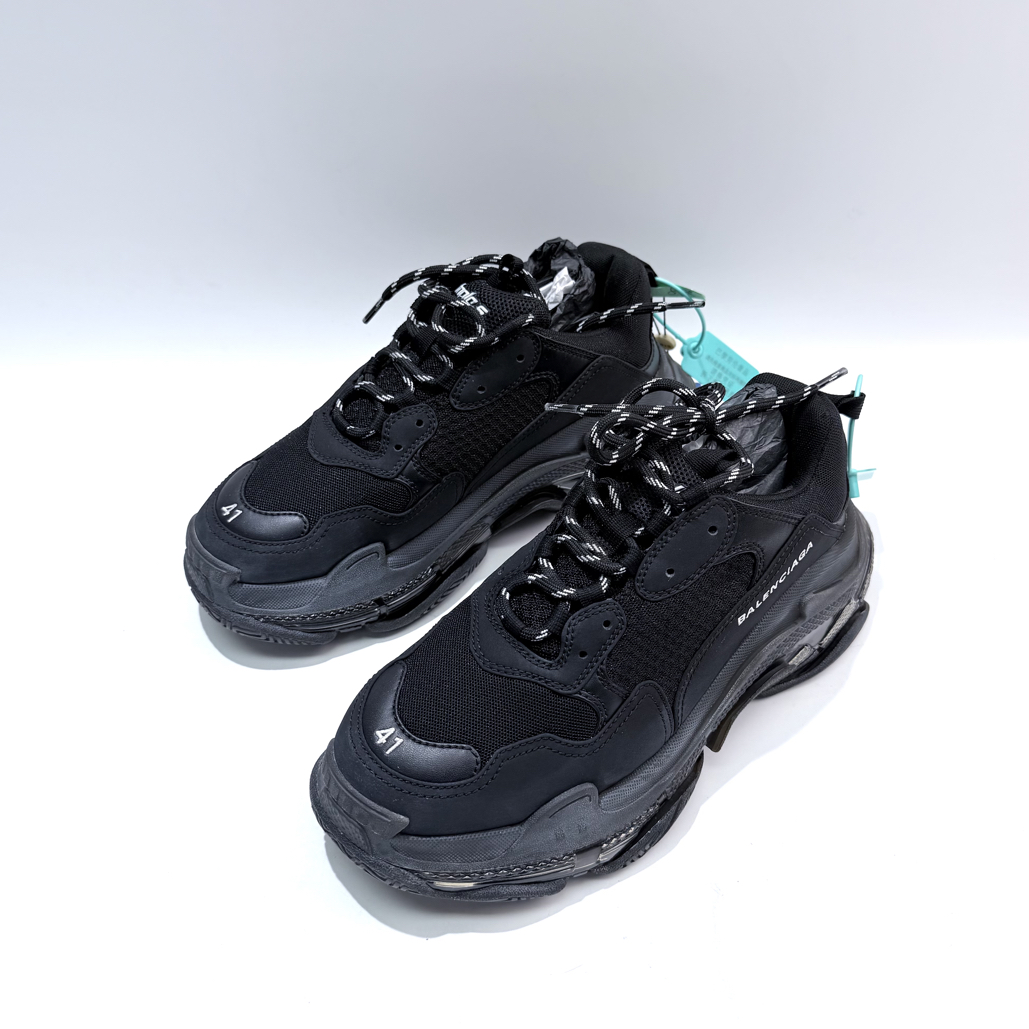 99新 Balenciaga/巴黎世家 41码 黑色TripleS老爹鞋bl0860