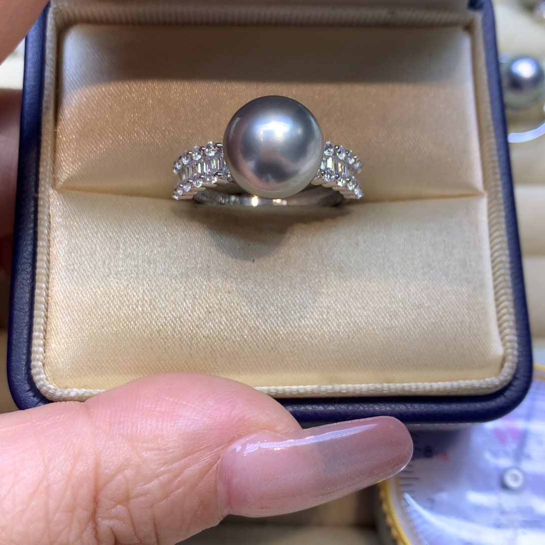 银S925镶嵌戒指海水珍珠