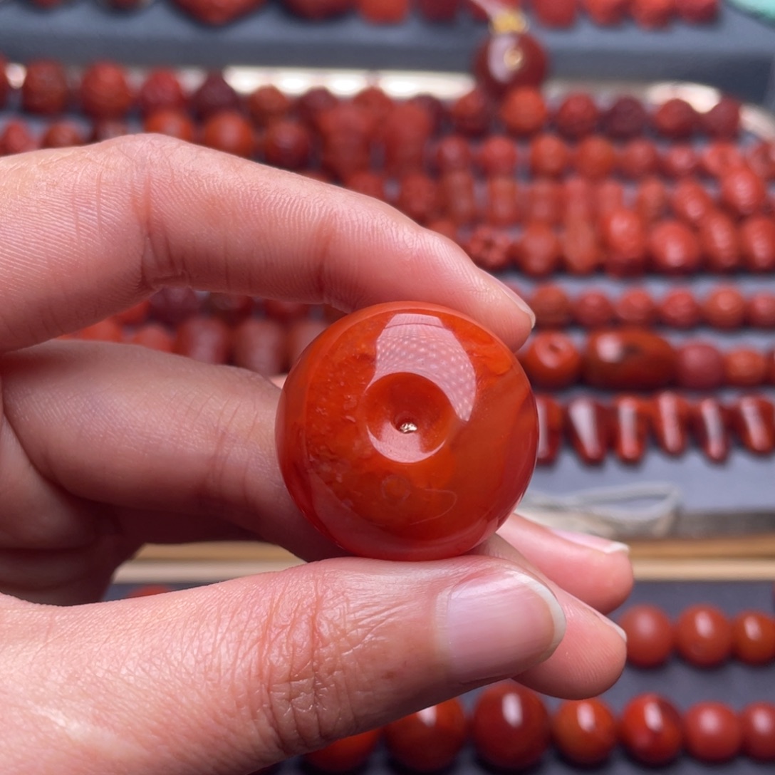 南红玛瑙其他未镶嵌W27瓦西柿子红平安扣微瑕