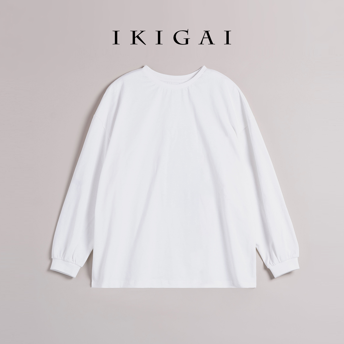 ikigai 棉麻圆领宽松百搭长袖T恤打底衫