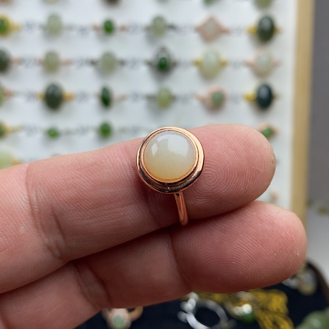 和田玉（白玉）合金戒指