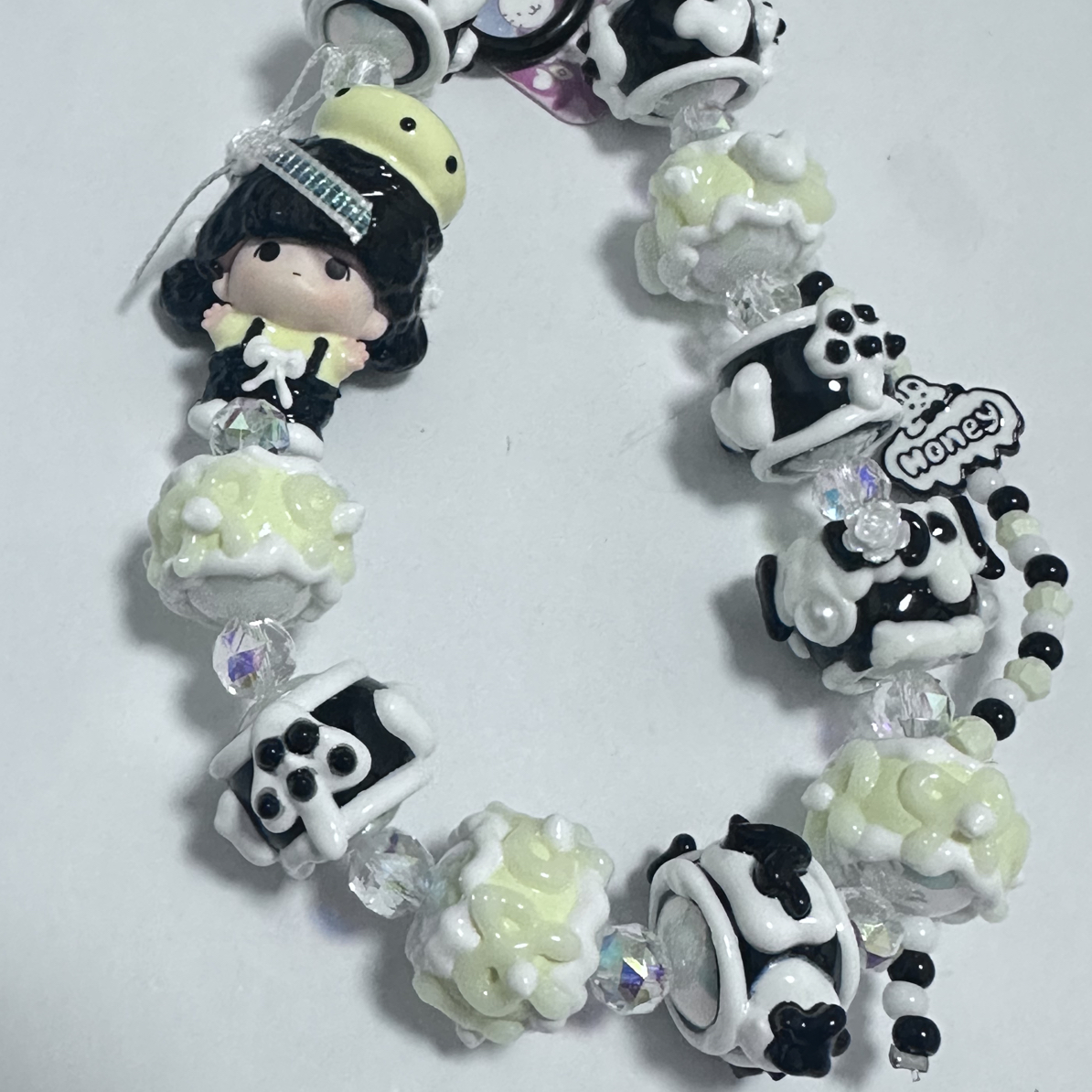 二改泡泡玛特手绘珠手机链包挂