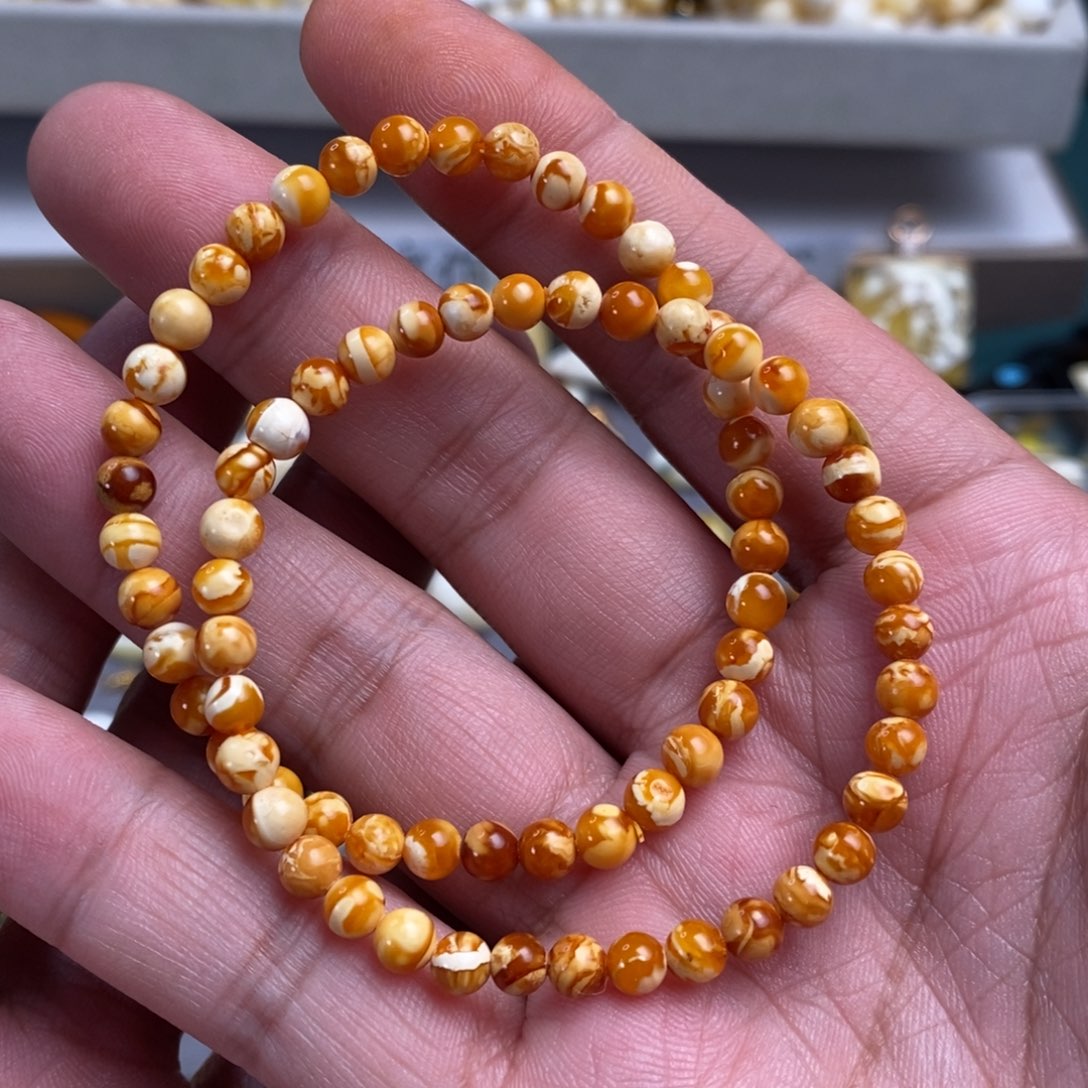 琥珀裸石未镶嵌5mm妖孽两条手串