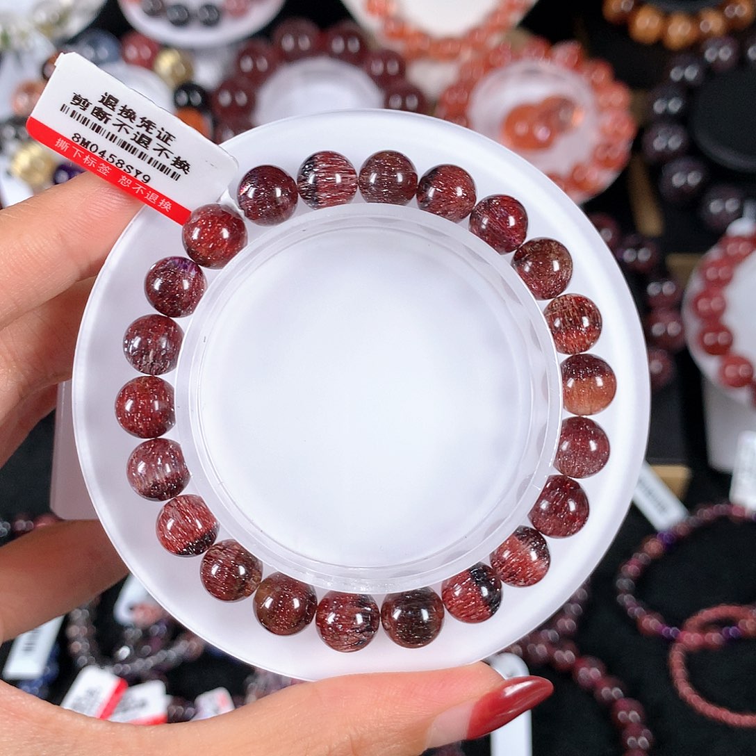 水晶手链未镶嵌雪*ㄍ稀有色红超8.3mm