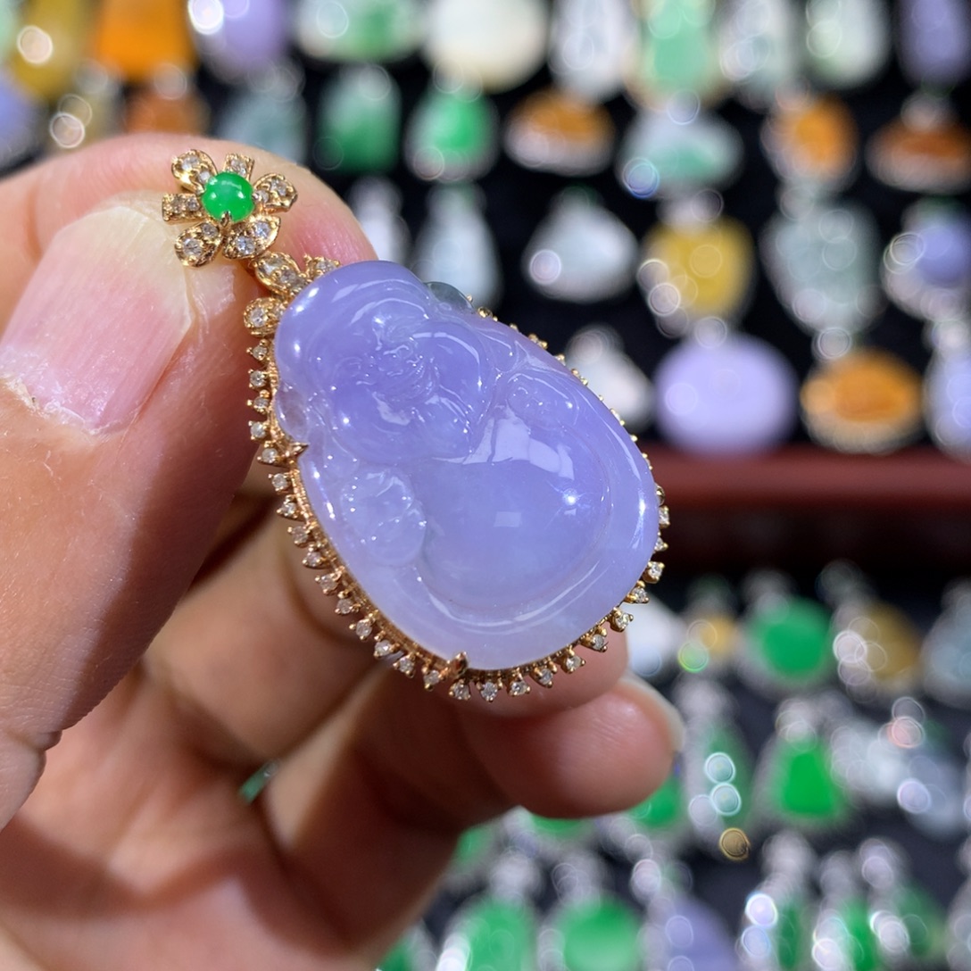 翡翠18K金镶嵌耳饰