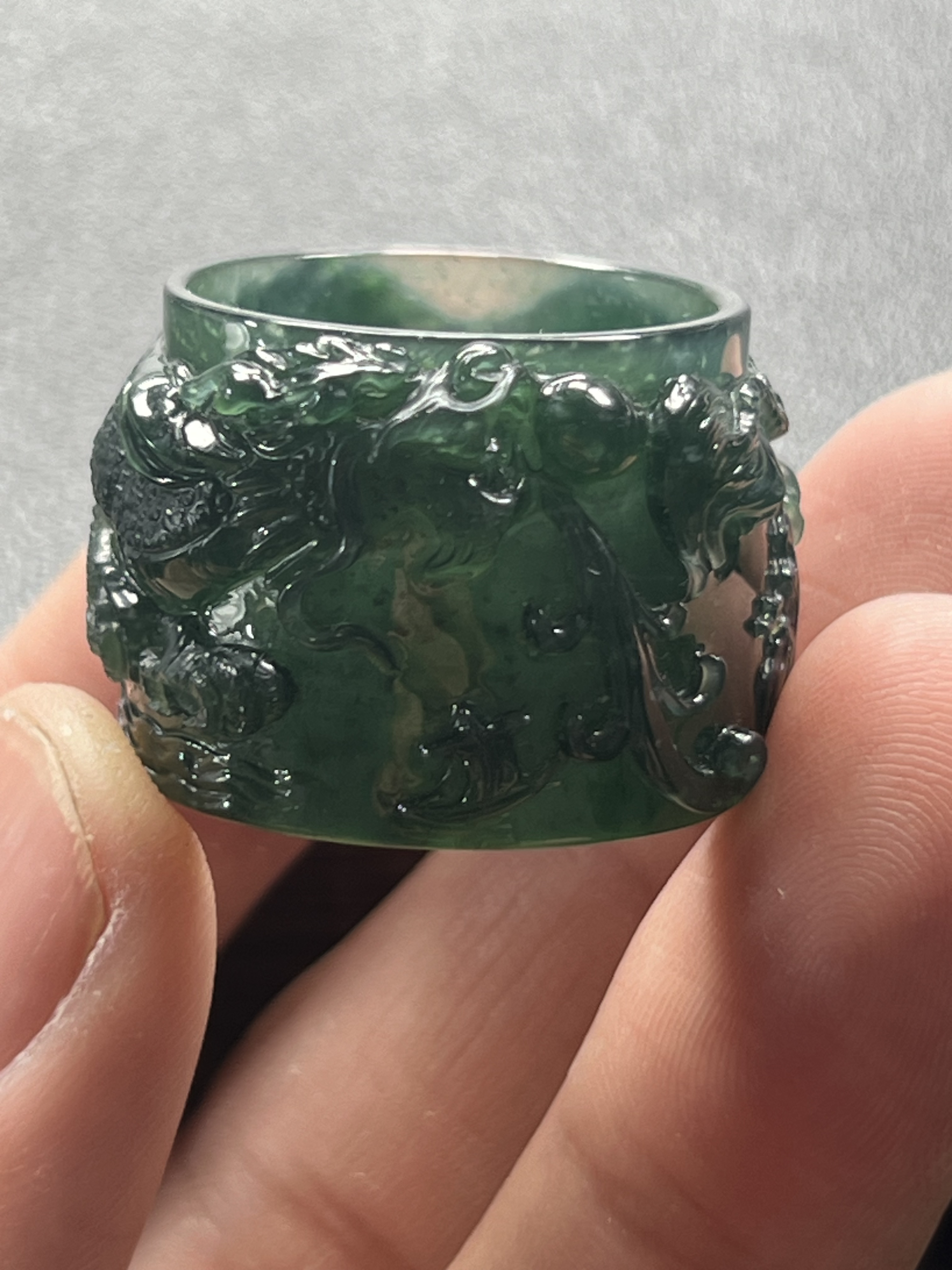 天然翡翠A货龙扳指