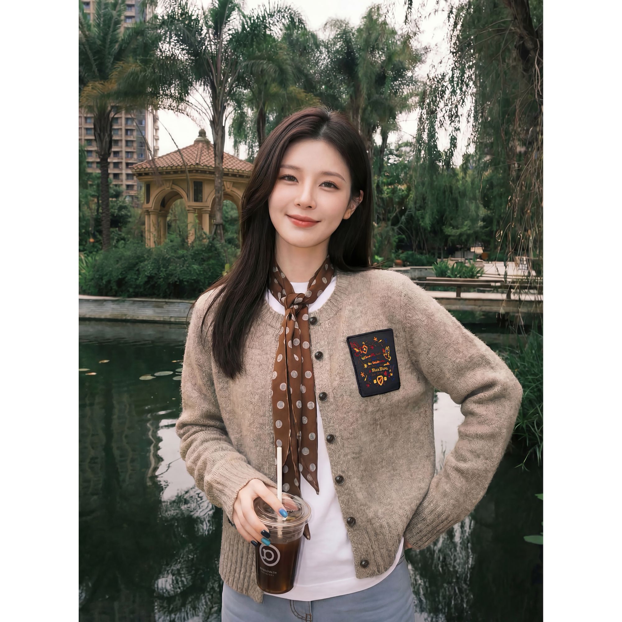 长袖宽松型秋季圆领包袖毛针织衫开衫提花针织毛衣HBA169