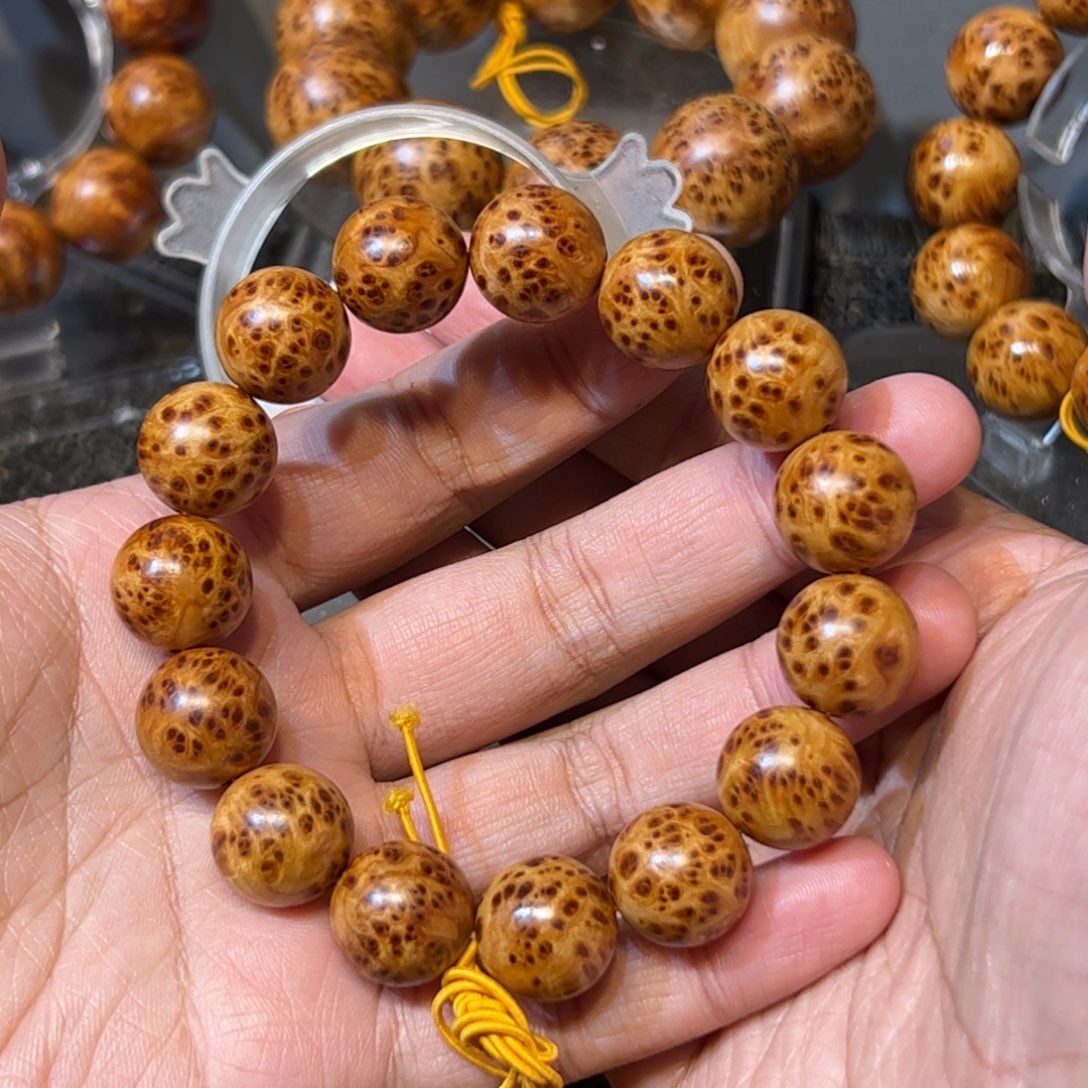 柏木（崖柏）手串/手链1.5黄金底小爆满瘤疤手串