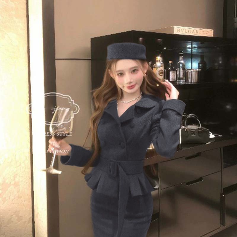 【两件套】【有里布】【含腰带】秋冬裙穿搭一整套TX0256