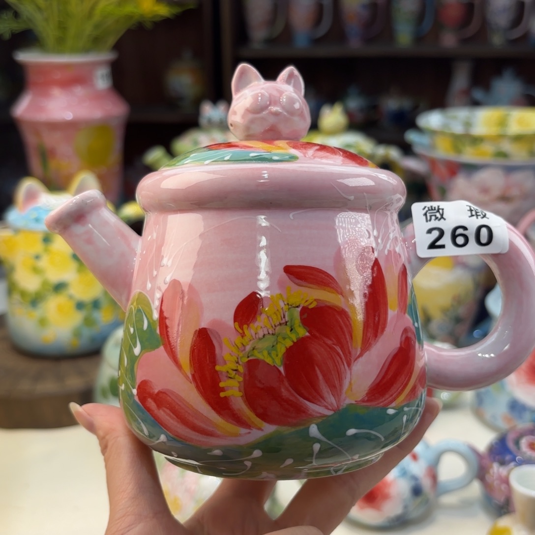 瓷片景德镇手绘高温釉下彩陶瓷茶具