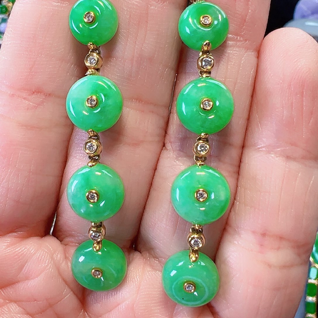 翡翠耳饰18K金镶嵌签收后24小时鉴赏期