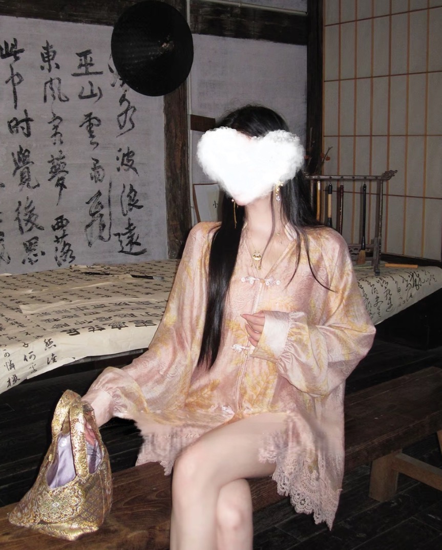 【落日絮语】新中式蕾丝拼接外套+短裤套装