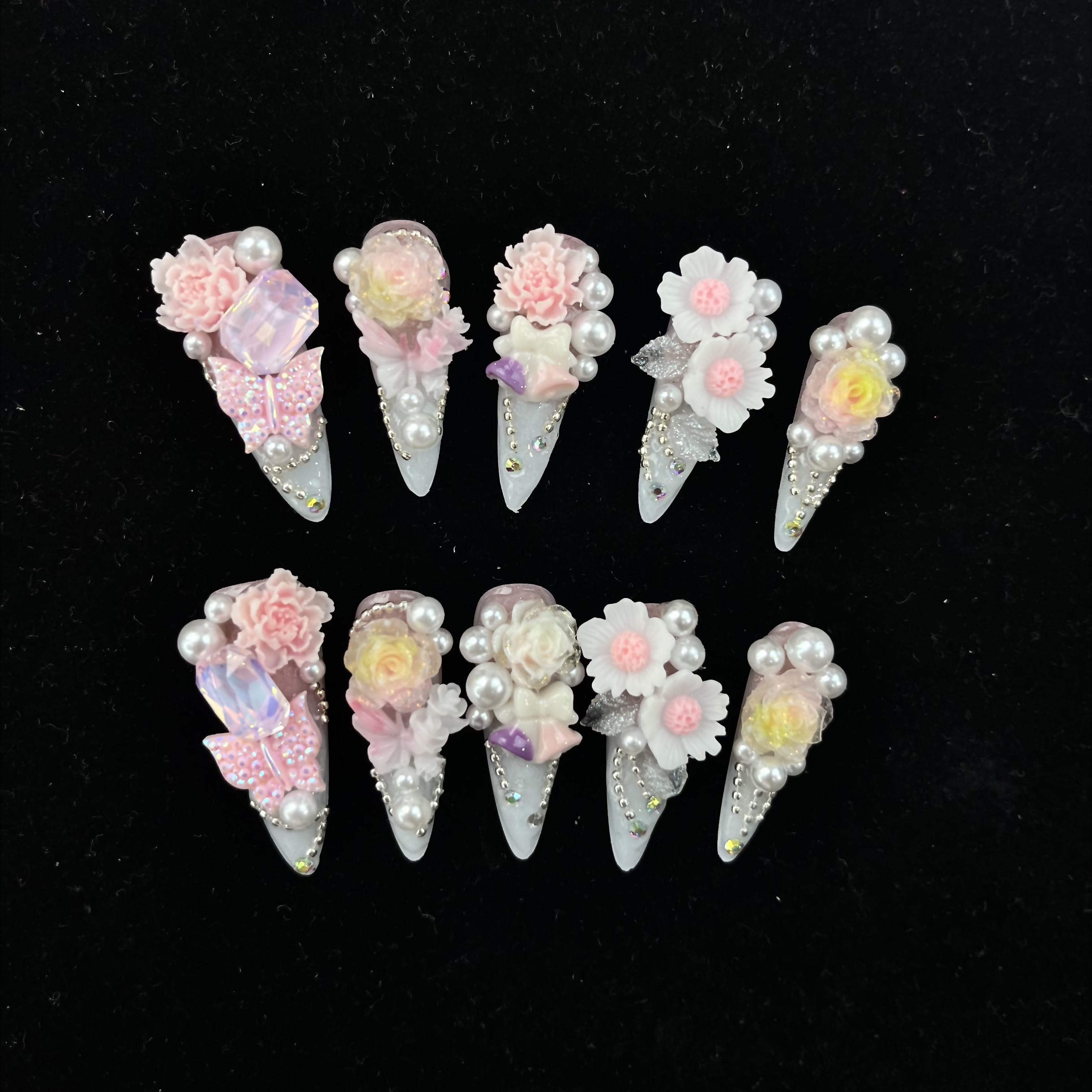 【BAO3.0尖粉边白夏末】手工穿戴美甲显白摩卡精致气质ins粉色3.0尖
