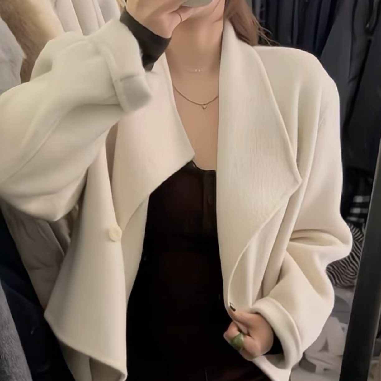 [HL]韩系气质高级感简约大翻领短款双面羊毛外套