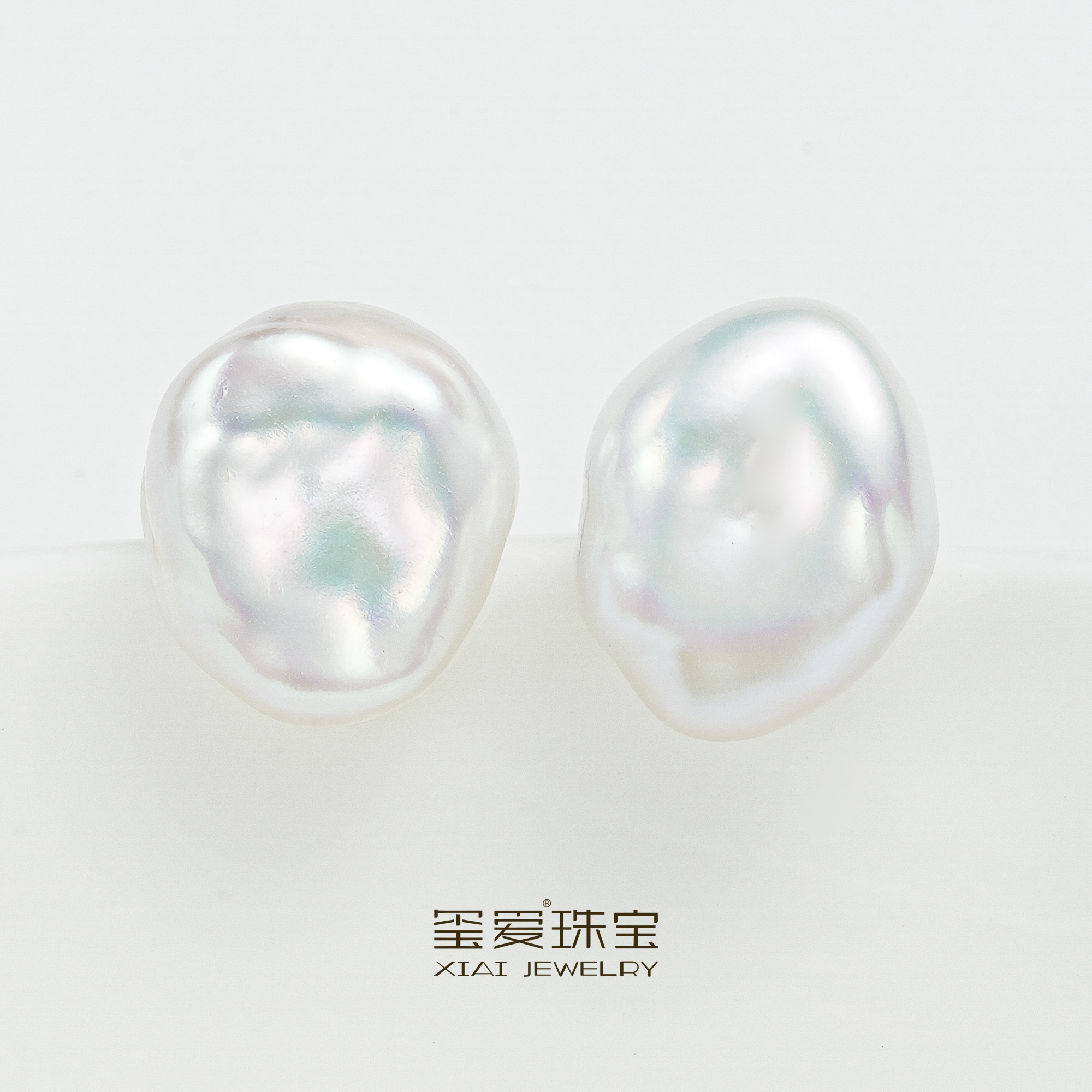 【玺爱门门】MM-31304 淡水珍珠keshi耳钉 10mm  （多样性发一）