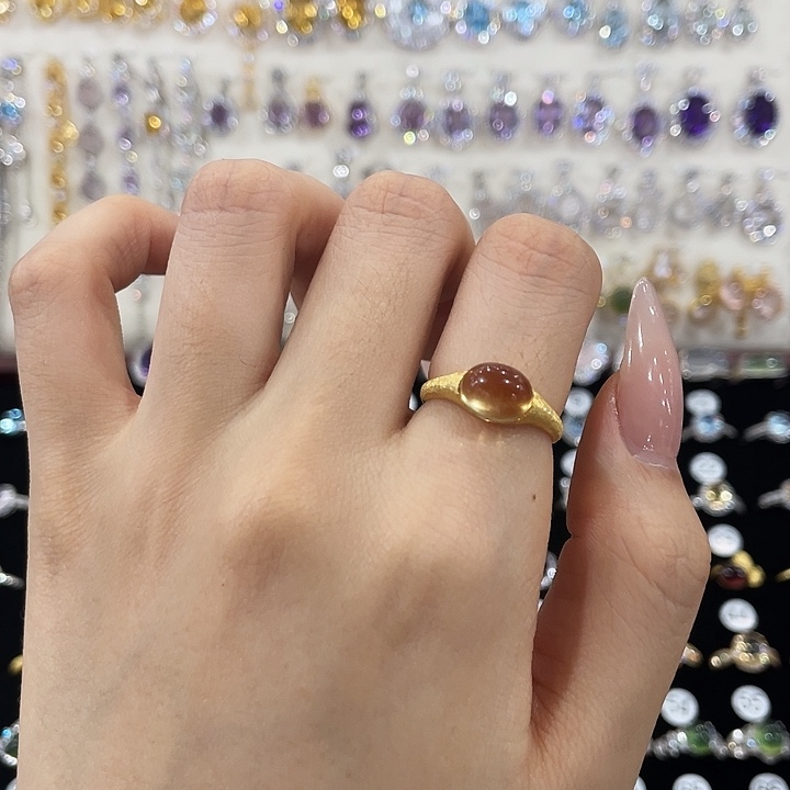 戒指银S925镶嵌黄晶金托不保色