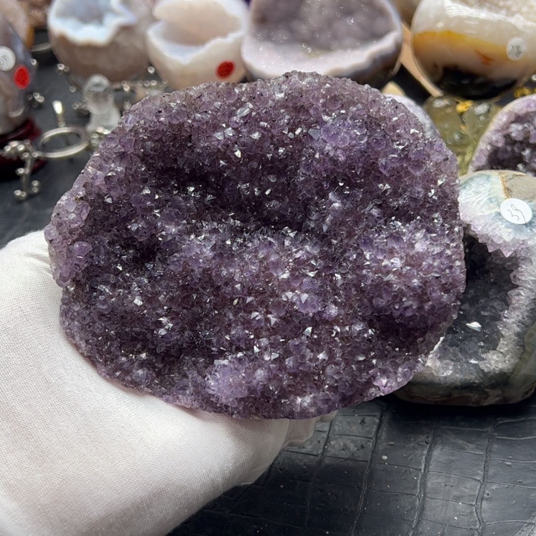 未镶嵌珠宝半成品水晶紫水晶花元宝盘100