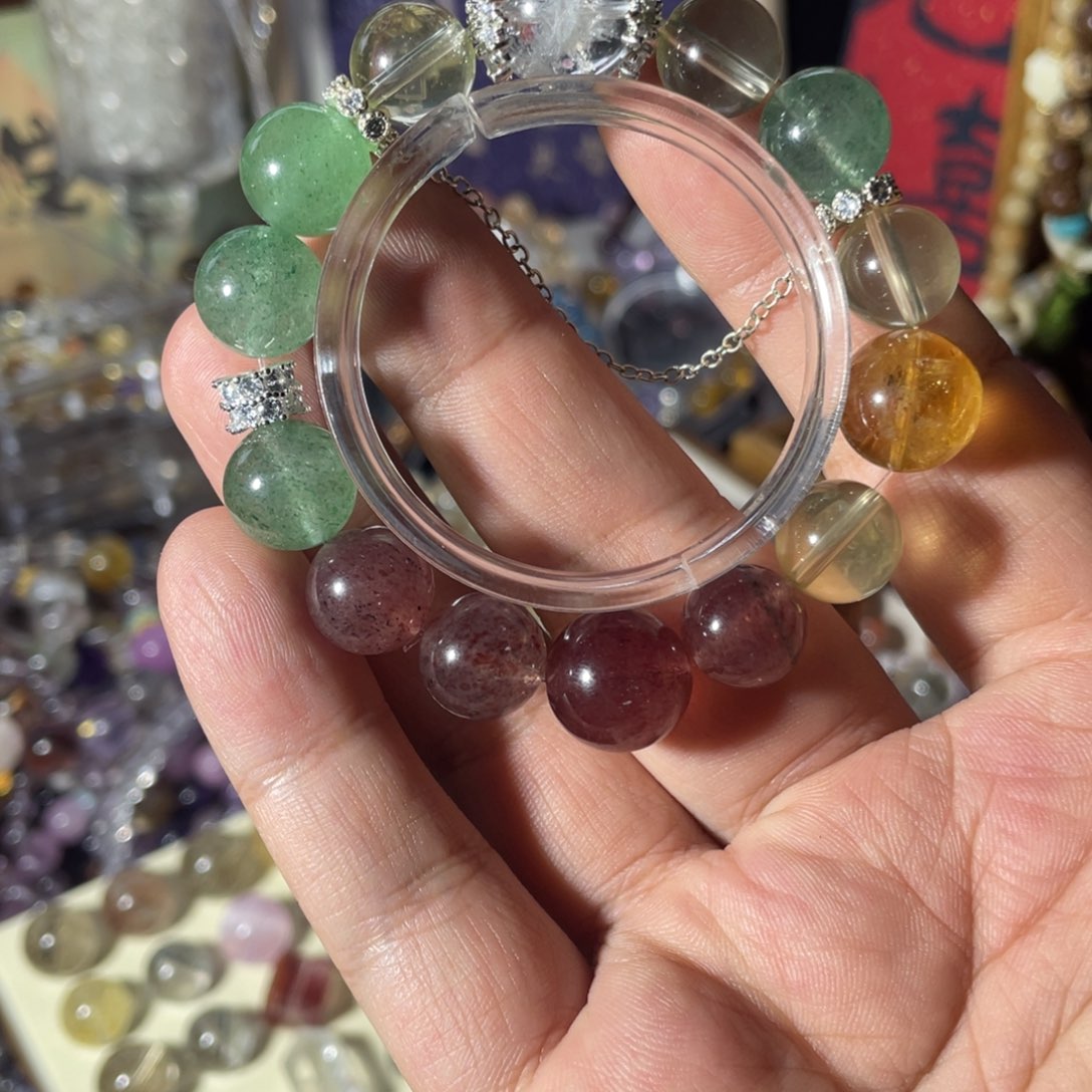 银S925镶嵌手链水晶圣诞福利款，水晶手串12.5mm+