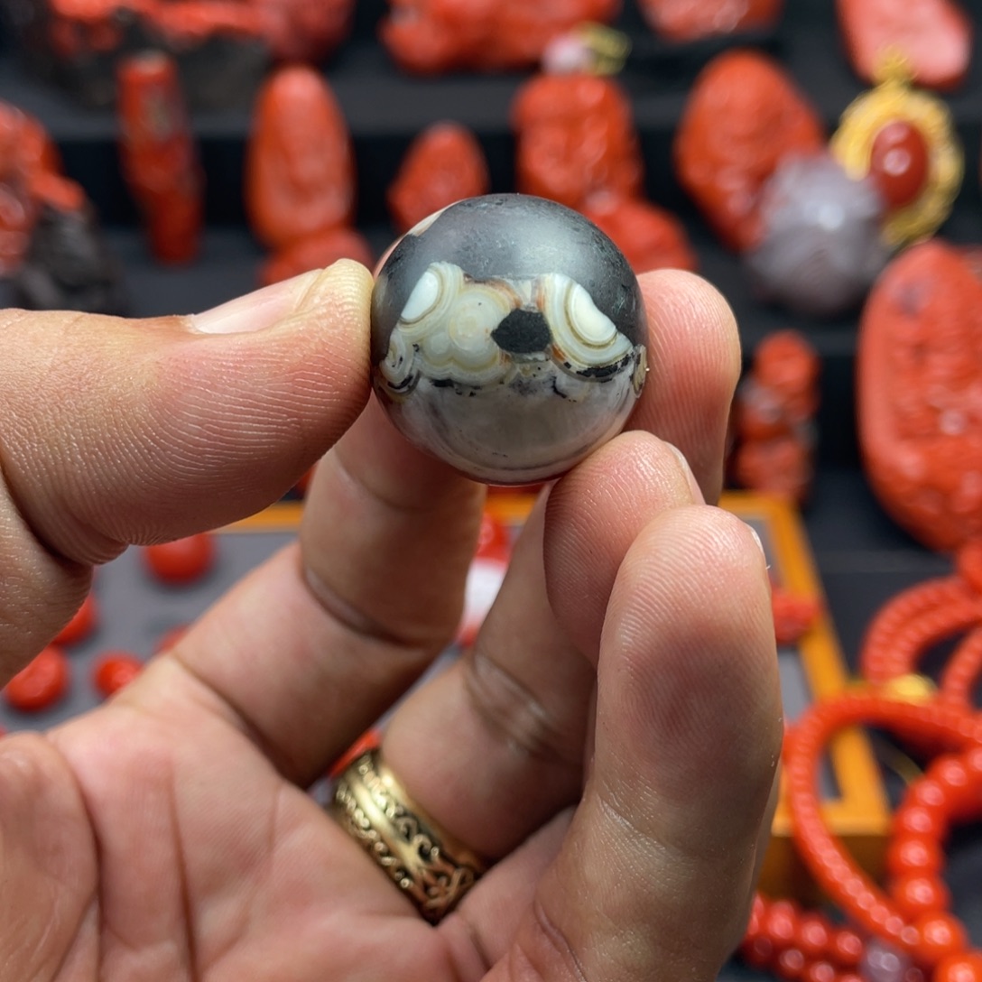 南红玛瑙未镶嵌挂件阿东寨老南红圆珠22mm
