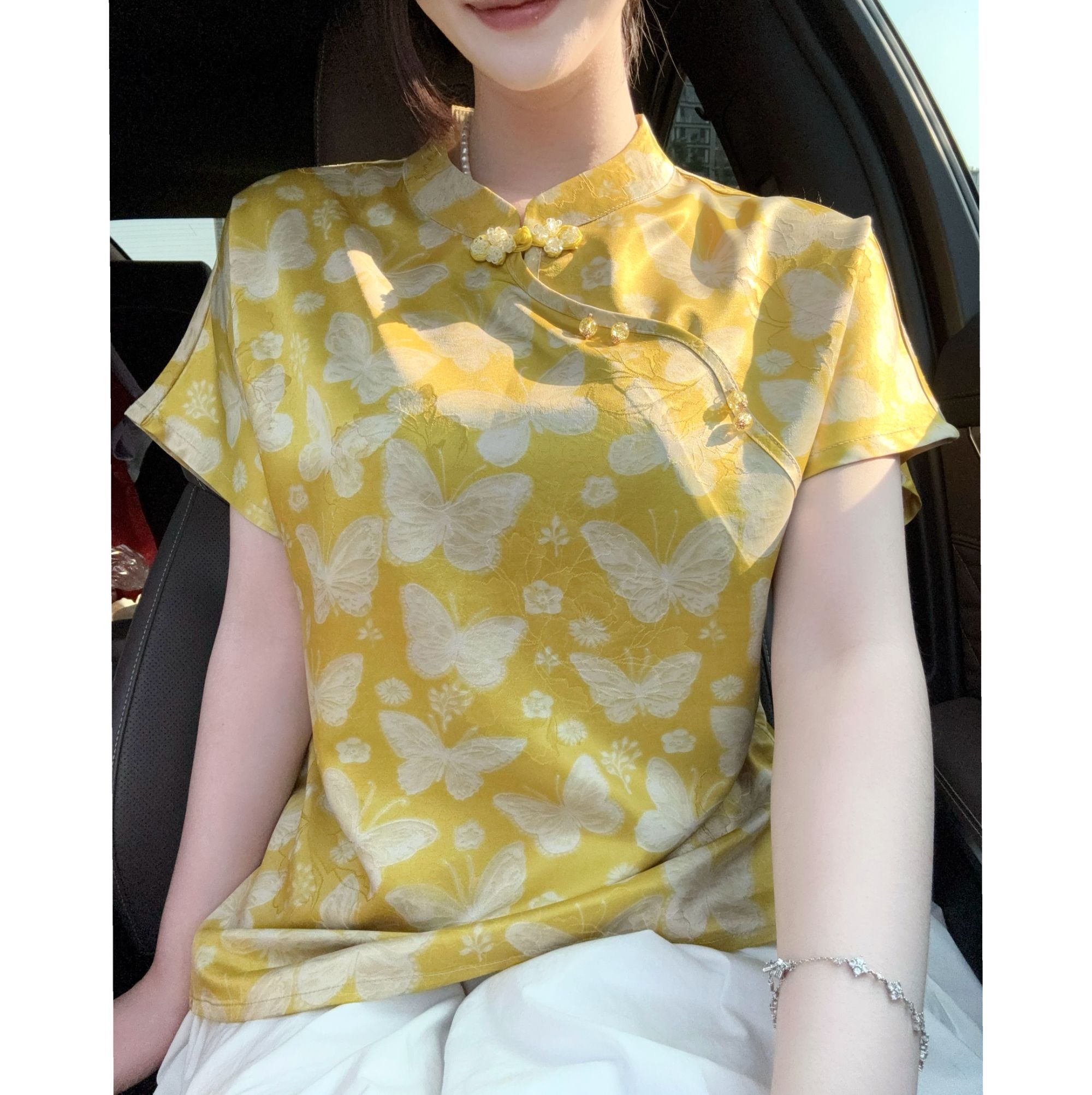 【小蝶儿 】短袖小衫丝滑舒适女装百搭透气精致提花显瘦洋气