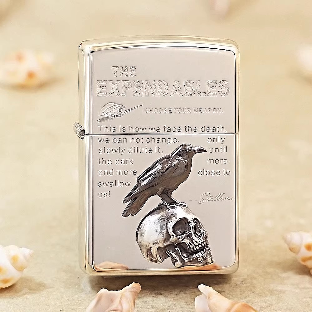 ZIPPO/之宝千语哈雷系列镜面贴章哈雷十一章骆驼敢死队银色骷髅