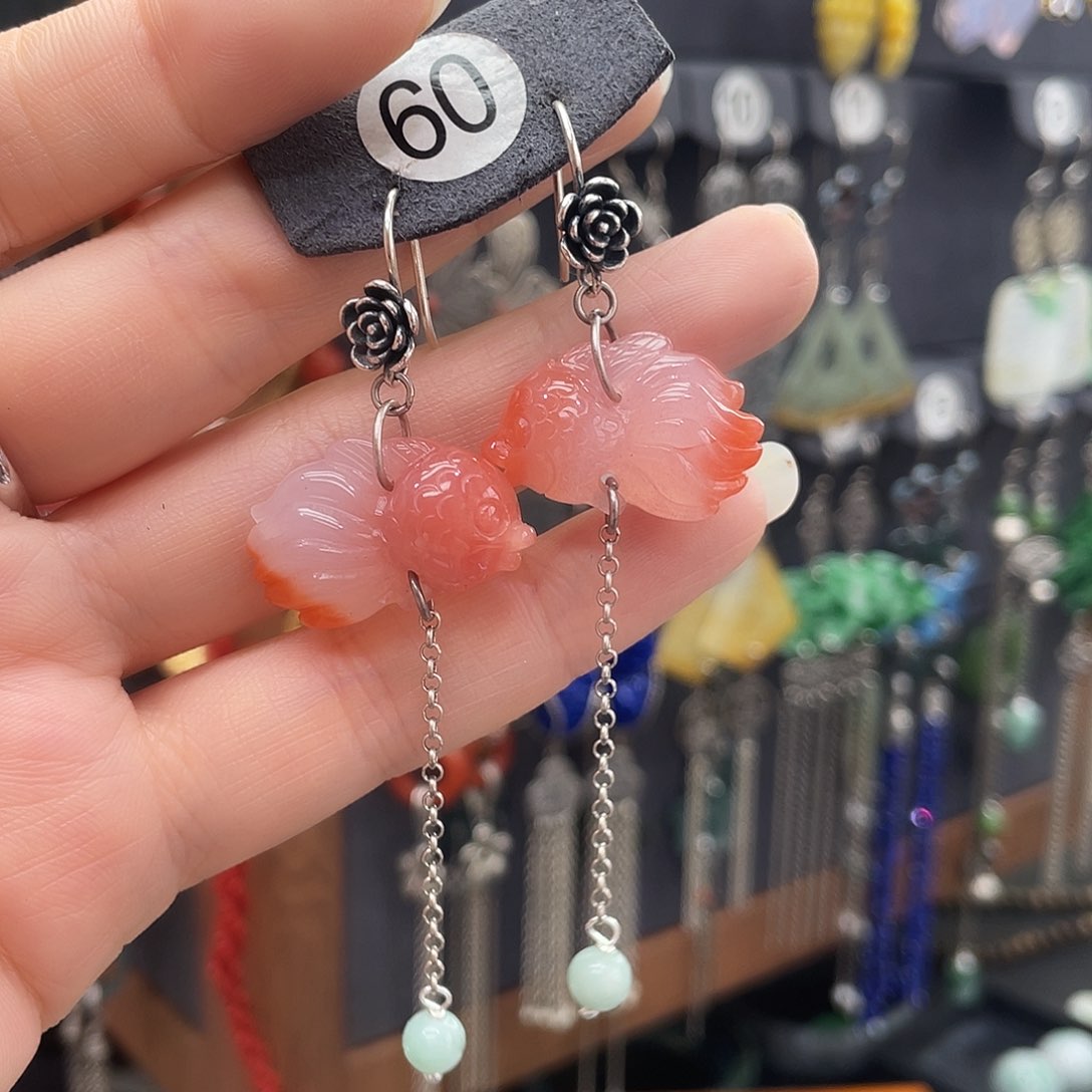 南红玛瑙耳饰银S925镶嵌用****7810gjjhhhj