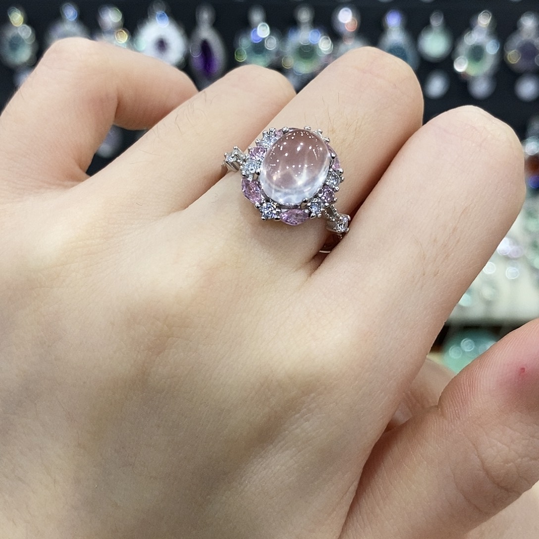 银S925镶嵌戒指芙蓉石