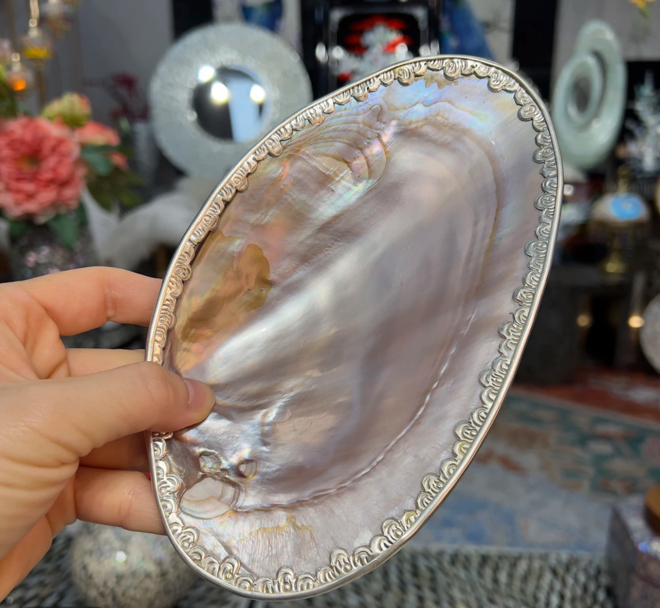 【深海紫贝】天然贝壳首饰盘珠宝盘收纳装饰摆件长约19宽约11cm