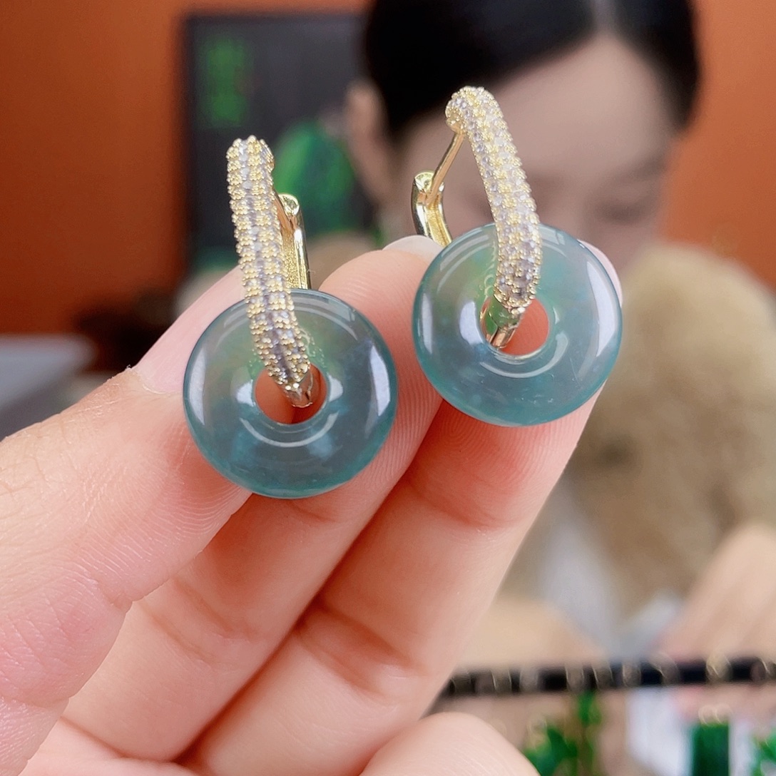 翡翠未镶嵌耳饰饰品