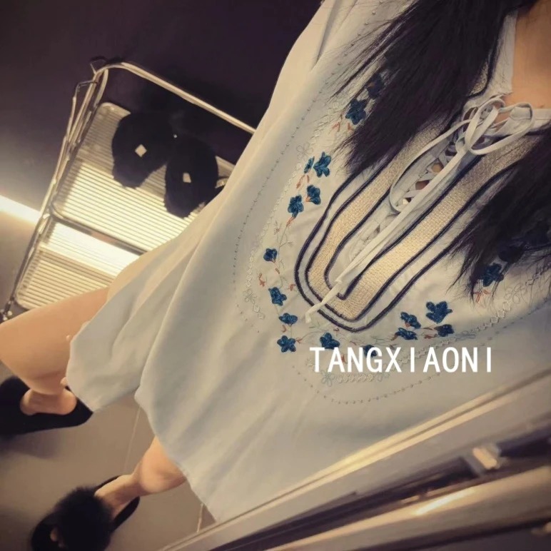 5店 2026新款【水蓝精灵】重磅刺绣麻麻子上衣潮牌女装
