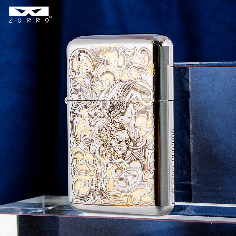 白镍财色双收超薄防风双面雕刻创意黄铜打火机适合送礼