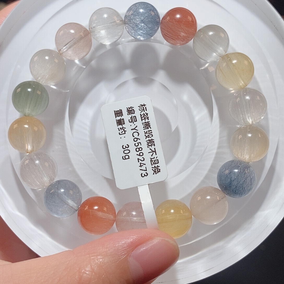 水晶手链未镶嵌F彩兔毛10.7