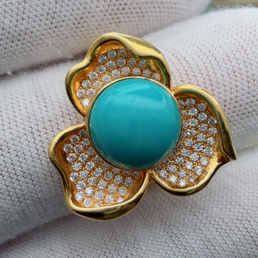 绿松石18K金镶嵌珠宝奇石