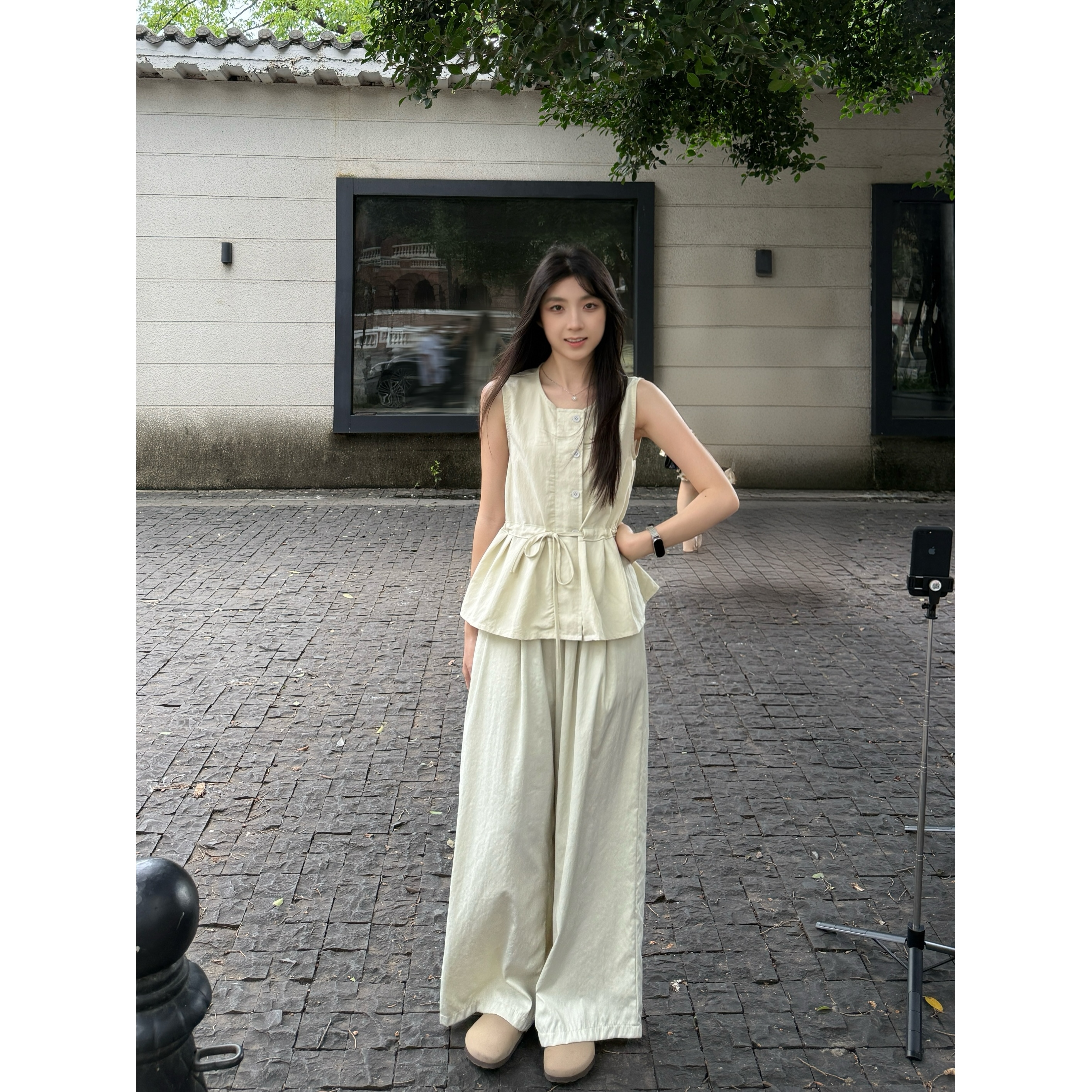 圆领背心设计感裤子套装女装2025夏季新款百搭高级感显瘦两件套